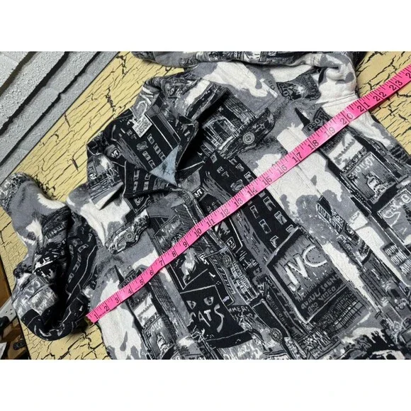 Parsley & Sage Womens Gray & Black Abstract NY City Boho Button Up Jacket India - Picture 7 of 16